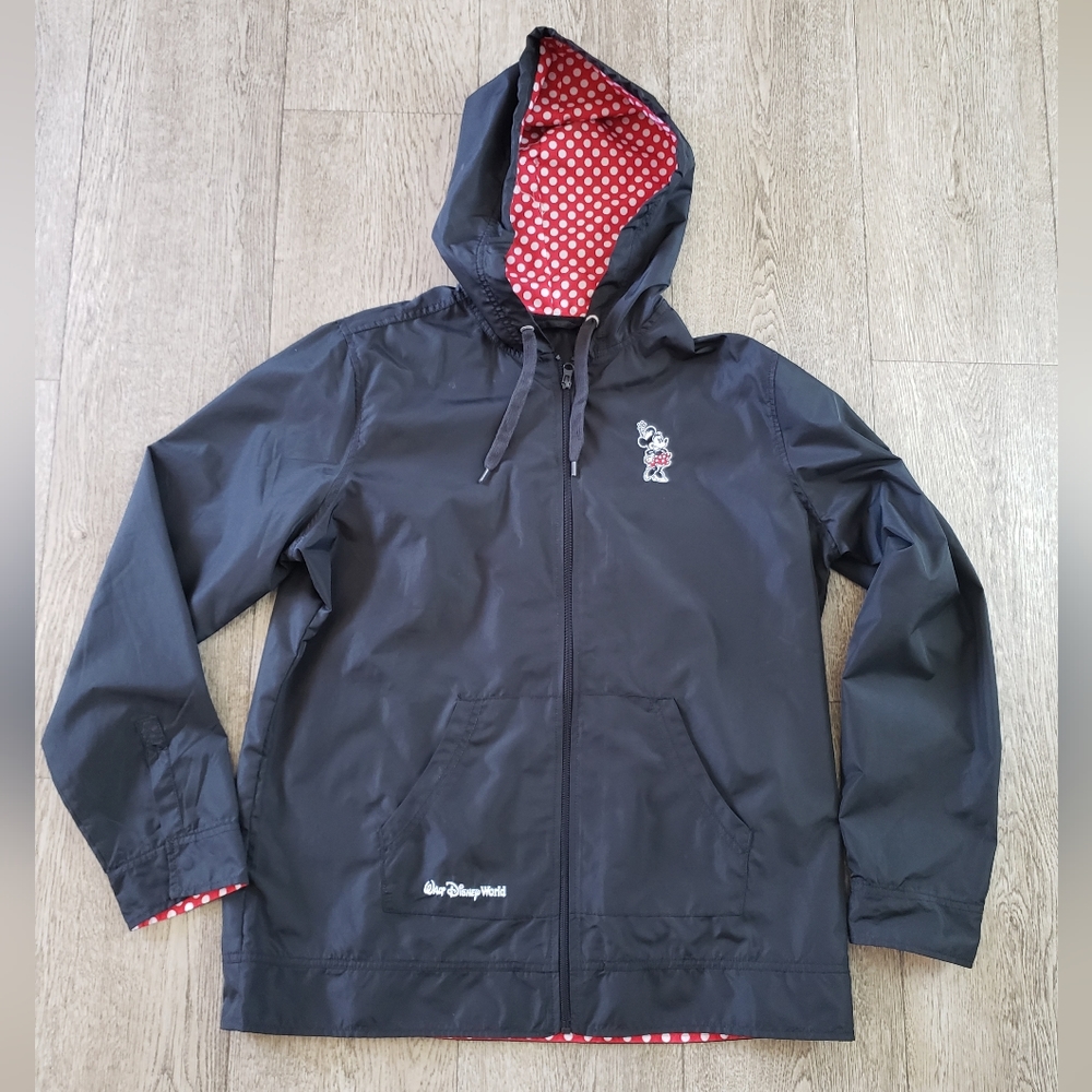 Disney Parks Minnie Mouse Rain Jacket Womens Size Large Black